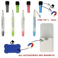 Minadax Whiteboard Folie 120 x 90cm | Magnet Haftend | Zuschneidbar + Stifte mit Halter + Wischer