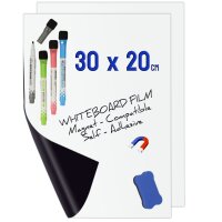 Minadax 2x Mini Whiteboard Folie 30 x 20cm | Magnet...