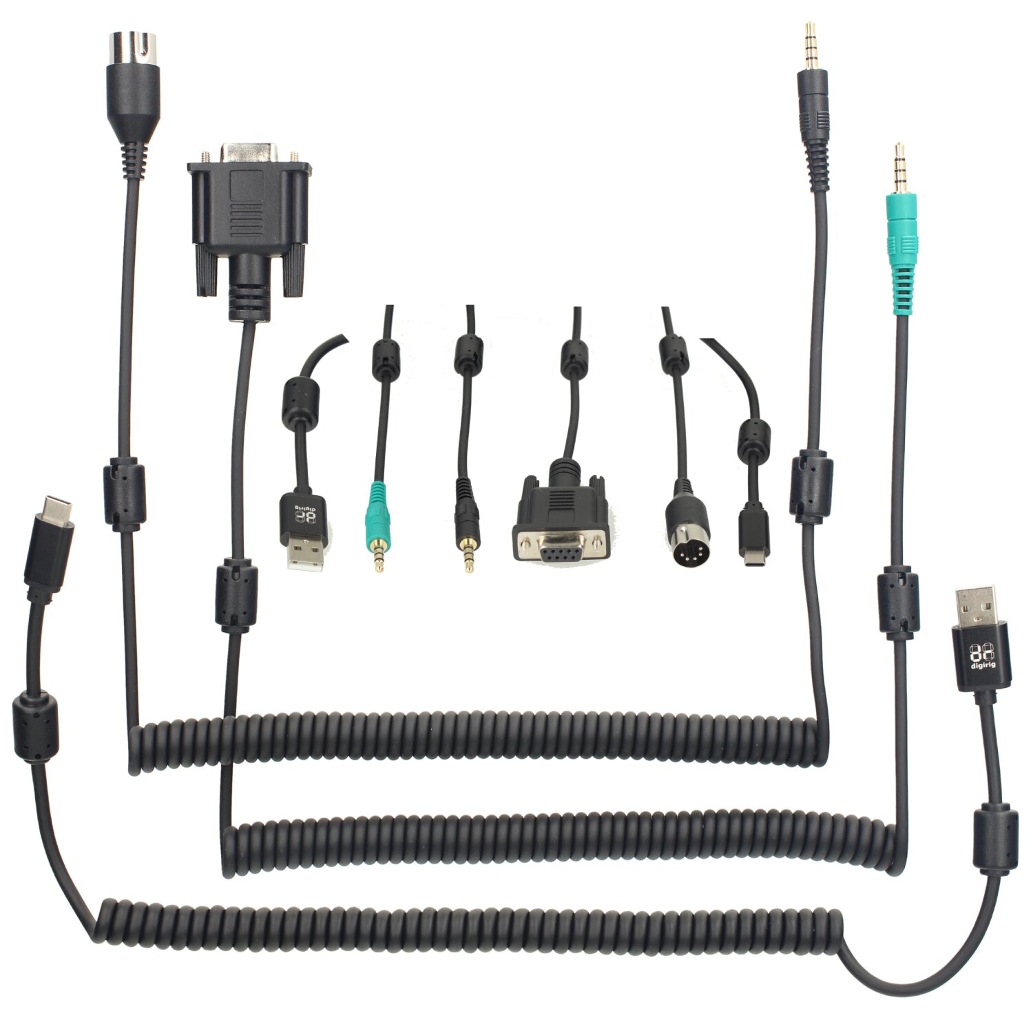 Minadax Digirig Kompatibel mit Yaesu FT-1000 FT-2000 | DIN5 Kabel Kit für Digirig Mobile | Ferritkerne | USB Kabel | RF geschirmt