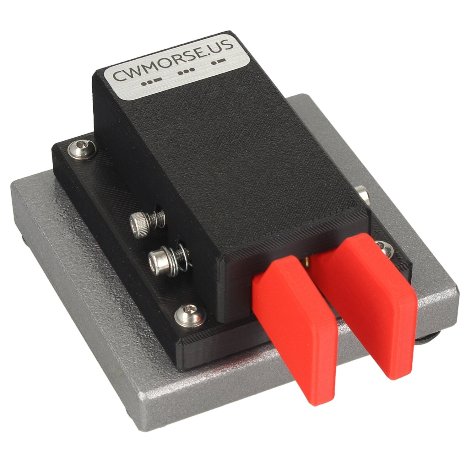 Minadax CWMORSE Morse Doppel Paddle Taste Rot + Metallplatte 566g | Präzisionslager + Kabel